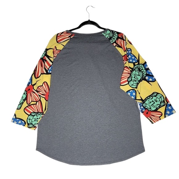 LuLaRoe Americana Randy Tee Rare Unicorn HTF Bows - Picture 3 of 6